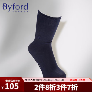 Byford 百富（BYFORD）男士袜子棉针织绅士商务袜印尼产中筒通勤休闲男袜四季90008ss 蓝色 均码