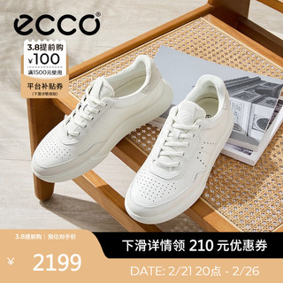 ecco 休闲板鞋男 25运动小白鞋拼接男鞋鞋子 街头球鞋539814 白色/灰白色53981452292 40