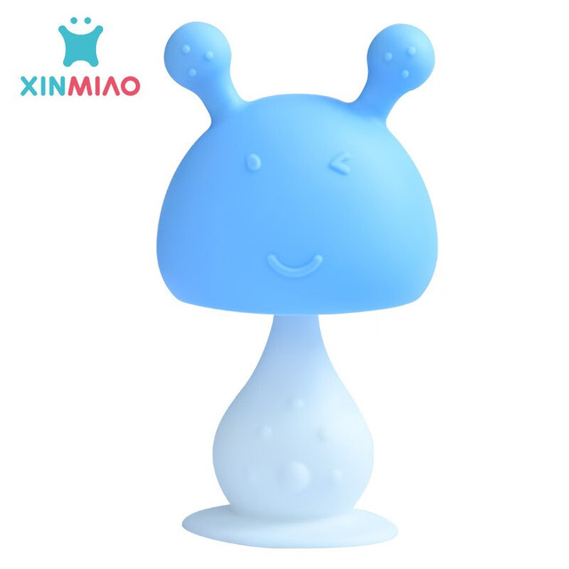 新妙 安抚牙胶婴儿牙胶宝宝磨牙棒防吃手硅胶玩具套装 蘑菇