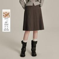【含绵羊毛】半身裙学院风女中长款经典时髦知性百褶裙女秋冬季款