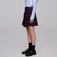 Eland衣恋半身裙秋季三色百褶裙女简约经典学院风裙子女秋季