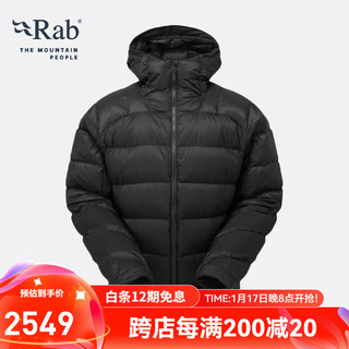 Rab Neutrino Pro男士800蓬鹅绒抗风抗撕高山高蓬鹅绒羽绒服 QDN-95 黑/黑色BKB M