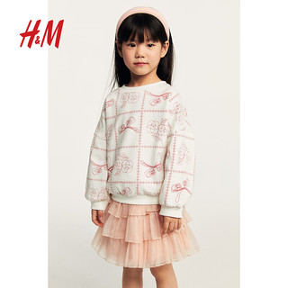 H&M【2025 新年系列】童装女童卫衣长袖保暖拉绒红色卫衣1255297 红色/图案 130 130/64 6-8Y