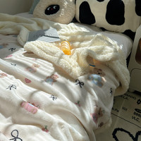 雅鹿毯子午睡办公室沙发毯空调珊瑚绒毛毯加厚冬季小盖毯秋冬四季通用 樱桃熊【多功能盖毯】 70*100cm【办公/盖腿毯】