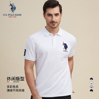 百亿补贴：U.S. POLO ASSN. 美国马球协会 U.S. POLO ASSN男士春夏POLO衫高档显瘦翻领纯色中青年短袖上衣