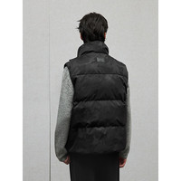 GXG男装 暗纹肌理格纹羽绒马甲保暖通勤男羽绒背心 2024冬季 黑色 S