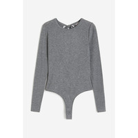 HM女士内衣春季时尚休闲舒适露背丁字裤连体衣1208644 混灰色 170/104A