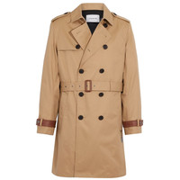 COACH/蔻驰奥莱男士卡其色时尚翻领风衣外套 L