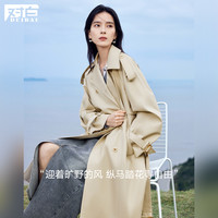 2025春装宽松法式高级感纯棉外套女式中长款双排扣风衣