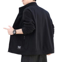 花花公子（PLAYBOY）夹克男士外套男装春秋季立领摇粒绒宽松休闲上衣服 深灰 4XL
