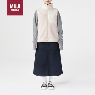 MUJI 無印良品 无印良品（MUJI）男女通用羊羔绒拉链背心无性别女款 浅米色 男女通用