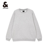 杰克琼斯秋季加绒钢印卫衣男士宽松圆领立体字母纯色长袖男装 E39 藏蓝(加绒）-1 185/104A/XL