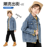 真维斯男童牛仔外套春秋款儿童帅气夹克上衣中大童新款春装学生时尚童装