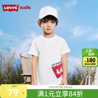 李维斯 Levi's 童装男童纯棉短袖T恤2023夏新款腰果花蝙蝠标logo上衣 明亮白 140/68(S)