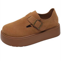 勃肯鞋女2024秋季厚底单鞋时尚百搭早秋鞋子全包博肯鞋 卡其色-专柜独家升级版-加绒款 加绒加厚 35