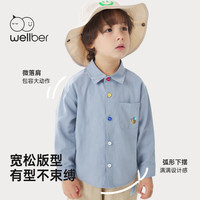 威尔贝鲁宝宝衬衫纯棉春秋款男童上衣宝宝白色衬衣女童长袖小童装