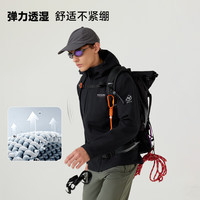 诺诗兰冈仁男式三防软壳衣春夏防泼防污轻量抓绒徒步风雪外套NXJEH0504E 纯黑色 155