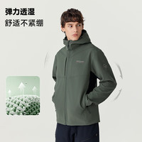 诺诗兰冈仁男式三防软壳衣春夏防泼防污轻量抓绒徒步风雪外套NXJEH0504E 螺青色/纯黑色 185