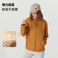 诺诗兰冈仁男式三防软壳衣春夏防泼防污轻量抓绒徒步风雪外套NXJEH0504E 棕黄色 175