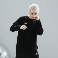 adidas 阿迪达斯 卫衣男秋季户外跑步运动套头衫防风保暖透气运动服 黑/金 L