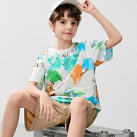 迪士尼（Disney）男女童纯棉短袖T恤夏装2025宝宝时尚半袖上衣中大童儿童衣服 晕染小恐龙 【男】 150