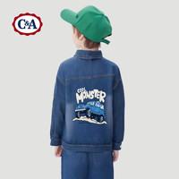 C&A男童牛仔外套2024童装秋季衣服男孩春秋上衣儿童秋装 怪兽车_背牛仔蓝 120