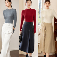 AN 大码女装多色肌理感打底衫冬季微胖mm显瘦针织上衣