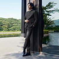 【中华立领|条纹提花】西装男套装正装西服结婚新郎服