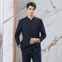 【含羊毛】男士西装套装 立领西装中山装休闲外套