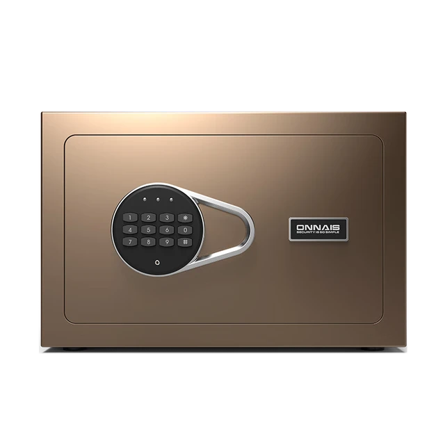 欧奈斯（ONNAIS）保险柜家用小型20cm办公密码保险箱防盗入墙报警智能新款商用保管箱床头全钢保管柜 J20-咖电