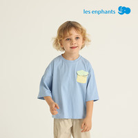 丽婴房（Les enphants）马卡龙落肩七分袖T恤25春装男童女童趣味撞色口袋短袖 橘色 130 cm