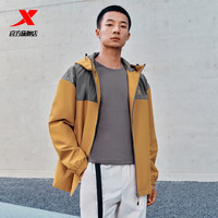 XTEP特步防泼水外套|2025春季男夹克上衣连帽户外双层风衣登山服 橡木黄-常规款-0010 XL