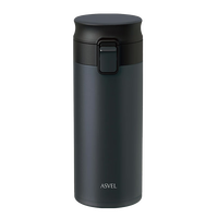 ASVEL304不锈钢真空保温杯 弹盖便携式旅行水杯保温保冷杯茶杯士家居馆 350ml黑色A3311-07