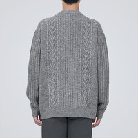 无印良品（無印良品 MUJI）男式 美利奴羊毛缆绳花纹圆领毛衣 冬季长袖针织衫 AA0PJA3A 灰色 S（165/84A）