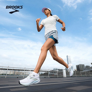 布鲁克斯（BROOKS）Glycerin 22甘油22  跑鞋男女缓震运动跑步鞋 【女款月光系列 平衡】白/青草蓝 37.5