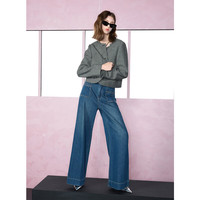 三彩2025春季香风外套绵羊毛圆领正肩短款上衣气质女 寂静灰发 M