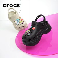 檀健次同款Crocs卡骆驰复古小鲸鱼洞洞鞋厚底女鞋沙滩鞋|206302 黑色套装-001 39