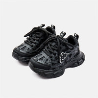 Kappa Kids卡帕童鞋儿童运动鞋春季男女童舒适轻便休闲老爹鞋跑步鞋 黑色 四季款 29 适合脚长约185mm 29码 适合脚长约185mm