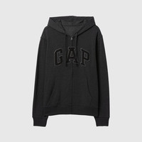 Gap男女装2025春季字母logo拉链连帽卫衣多色外套美版868454 炭灰色 XS 美码 S亚洲码175/88A