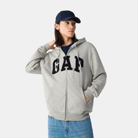 Gap男女装2025春季字母logo拉链连帽卫衣多色外套868454美版 灰色 S 美码 M亚洲码175/92A