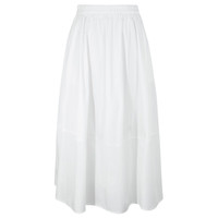 三彩2024秋款设计感松紧高腰半身裙仙女小白裙A字长裙复古女 本白  170/76A