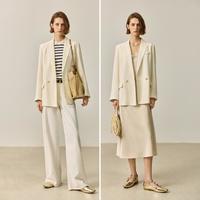 丽丽 LILY【2024冬款】干爽醋酸优雅宽松双排扣西装外套