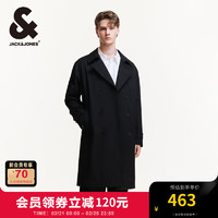 杰克琼斯 杰克·琼斯（JACK&JONES）男装秋季时尚潮静奢风宽松风衣外套阔型翻领中长款大衣高级感 E40 黑色 195/112A/XXXL