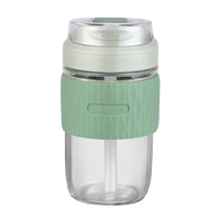 孔雀（Peacock）玻璃杯男女士咖啡杯便携水杯夏季大容量杯子吸管杯泡茶PSY-A 墨黛绿 480ml