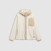 Gap男装2024秋冬仿羊羔绒拼接多口袋连帽外套保暖夹克678560 白色 180/100A(XL)亚洲尺码