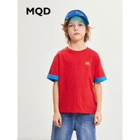 马骑顿 MQD男童短袖T恤大童圆领宽松上衣夏季潮儿童洋气潮 中国红 160cm