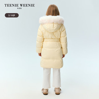 Teenie Weenie Kids小熊童装24冬季女童甜美连帽三防长款厚羽绒服 黄色 140cm