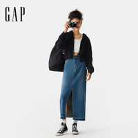 Gap女装2025春季抽绳拉链连帽卫衣纯色宽松休闲短外套725754 黑色 XS (155/76A)亚洲尺码
