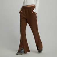 Gap女装秋季款LOGO碳素软磨抓绒喇叭裤567732运动拖地长裤 深棕色 160/64A(XXS)