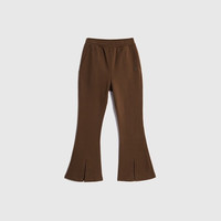 Gap女装秋季款LOGO碳素软磨抓绒喇叭裤567732运动拖地长裤 深棕色 160/68A(XS)